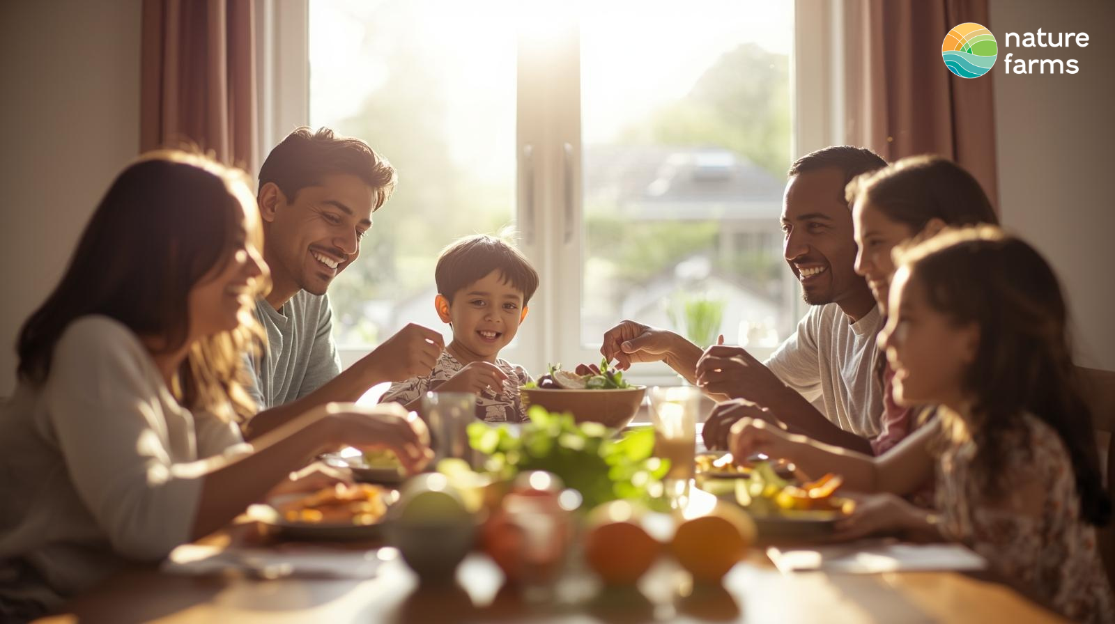 NF25 website homepage mixed family eating healthy food